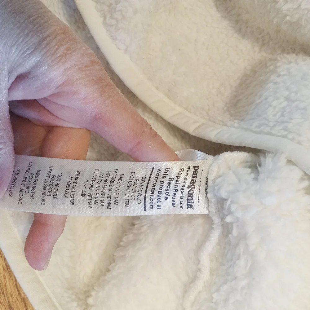 PATAGONIA Size Med Los Gatos 1/4 Zip Pullover White - Picture 6 of 6